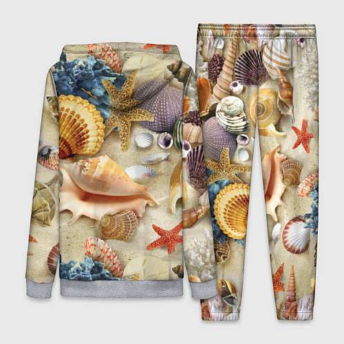 Женский костюм Морские раковины, кораллы, морские звёзды на песке / 3D-Меланж – фото 2