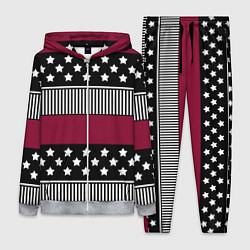 Женский костюм Burgundy black striped pattern