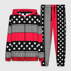 Женский костюм Red and black pattern with stripes and stars