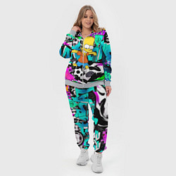 Женский 3D-костюм Барт Симпсон - центр-форвард на фоне граффити, цвет: 3D-меланж — фото 2