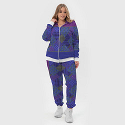 Женский 3D-костюм Combined burgundy-blue pattern with patchwork, цвет: 3D-белый — фото 2