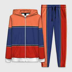 Женский костюм Combined pattern striped orange red blue