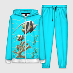 Женский 3D-костюм Подводный мир рыбки кораллы, цвет: 3D-белый