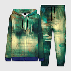 Женский костюм Абстрактные зелёные краски и силуэты людей