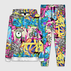 Женский 3D-костюм Велосипедист и глаз граффити, цвет: 3D-белый