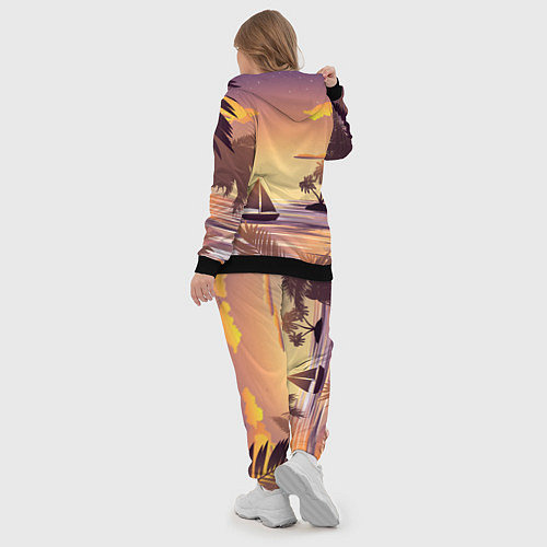 Женский костюм Лодка в море на закате возле тропических островов / 3D-Черный – фото 5