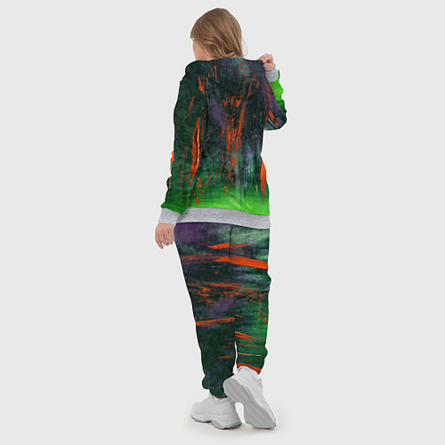 Женский костюм Абстрактный зелёный туман и красная краска / 3D-Меланж – фото 5