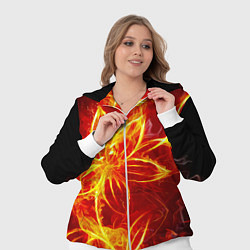 Женский 3D-костюм Цветок из огня на чёрном фоне, цвет: 3D-белый — фото 2