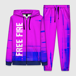 Женский костюм Free Fire glitch text effect: по-вертикали