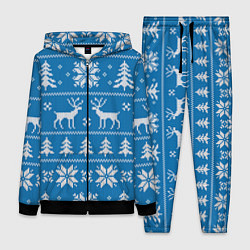 Женский костюм Рождественский синий свитер с оленями