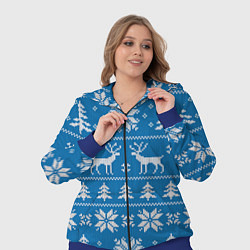 Женский 3D-костюм Рождественский синий свитер с оленями, цвет: 3D-синий — фото 2