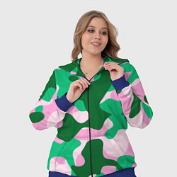 Женский 3D-костюм Абстрактные зелёно-розовые пятна, цвет: 3D-синий — фото 2