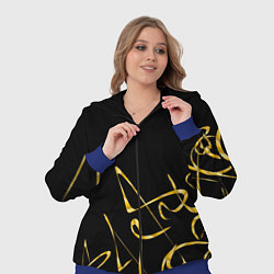 Женский 3D-костюм Золотая каллиграфия на черном фоне, цвет: 3D-синий — фото 2