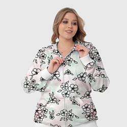 Женский 3D-костюм Цветы сакуры на акварельном фоне - паттерн, цвет: 3D-белый — фото 2