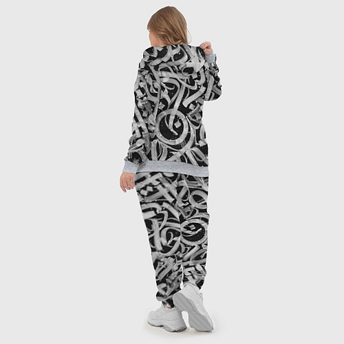 Женский костюм Черно-белая каллиграфия / 3D-Меланж – фото 5