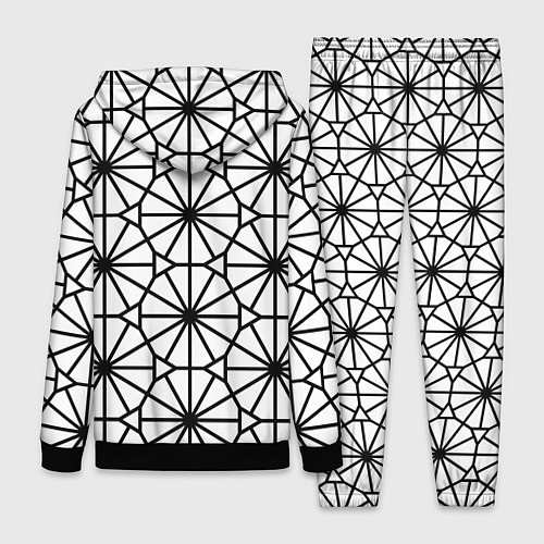 Женский костюм Абстрактный чёрно-белый треугольно-круглый паттерн / 3D-Черный – фото 2