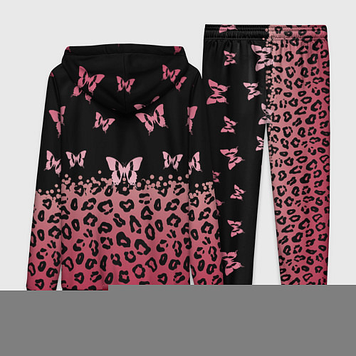 Женский костюм Леопардовый паттерн и бабочки на пурпурно-черном ф / 3D-Черный – фото 2