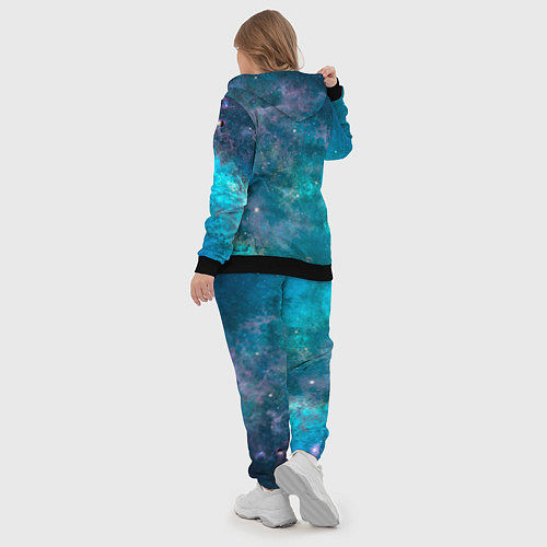 Женский костюм Абстрактный светло-синий космос и звёзды / 3D-Черный – фото 5