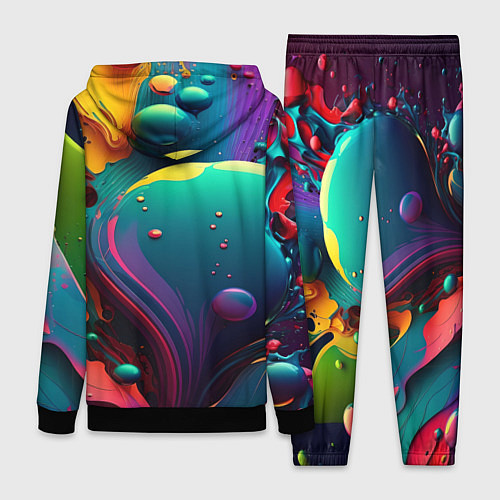 Женский костюм Капли красок, нейросеть / 3D-Черный – фото 2