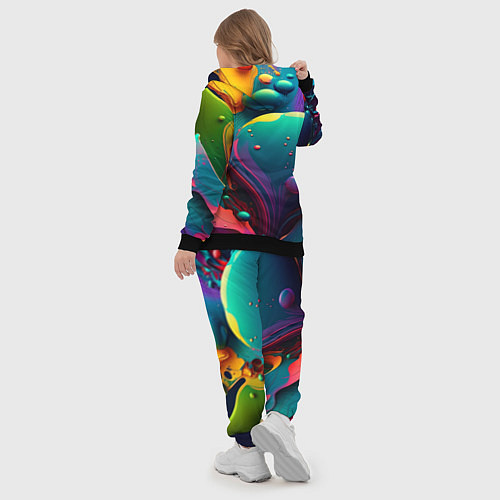 Женский костюм Капли красок, нейросеть / 3D-Черный – фото 5