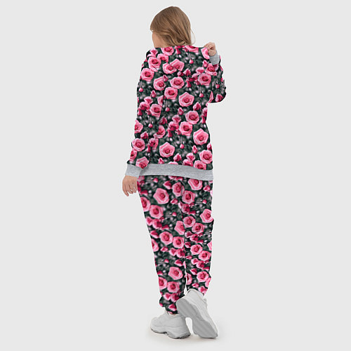 Женский костюм Кусты розовых роз на сером фоне / 3D-Меланж – фото 5