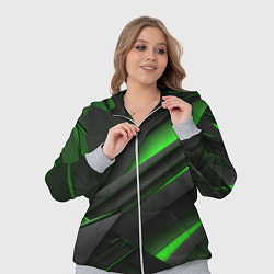 Женский 3D-костюм Черно-зеленые объемные полосы, цвет: 3D-меланж — фото 2