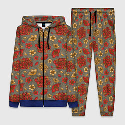 Женский 3D-костюм Японские цветы-пионы, цвет: 3D-синий