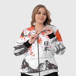 Женский 3D-костюм Цветущая сакура и солнце - Япония, цвет: 3D-черный — фото 2