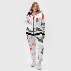 Женский 3D-костюм Цветущая сакура и солнце - Япония, цвет: 3D-черный — фото 2