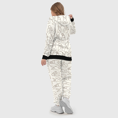 Женский костюм Хвостики зайчиков - паттерн на молочном / 3D-Черный – фото 5