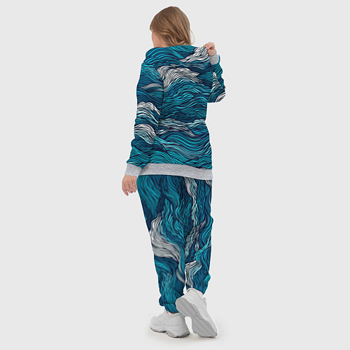 Женский костюм Синие волны абстракт / 3D-Меланж – фото 5