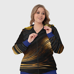 Женский 3D-костюм Black gold waves, цвет: 3D-синий — фото 2