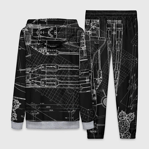 Женский костюм Чертеж ракеты на чёрном фоне / 3D-Меланж – фото 2