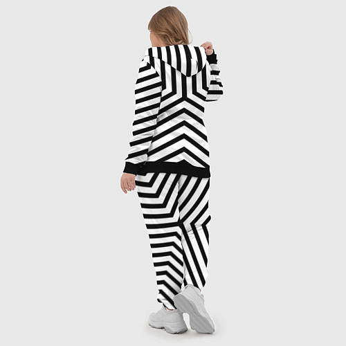 Женский костюм Черно-белые полосы в узоре / 3D-Черный – фото 5
