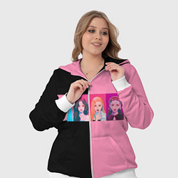 Женский 3D-костюм Группа Black pink на черно-розовом фоне, цвет: 3D-белый — фото 2