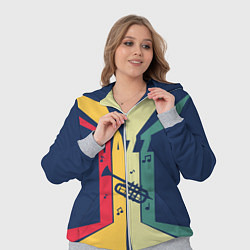 Женский 3D-костюм Труба в разноцветных полосах Jazz music, цвет: 3D-меланж — фото 2