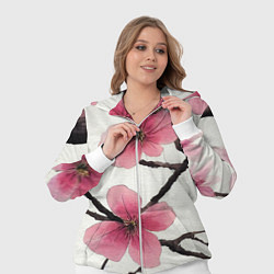 Женский 3D-костюм Цветы и ветви японской сакуры - текстура холста, цвет: 3D-белый — фото 2