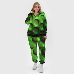 Женский 3D-костюм Объемные зеленые соты, цвет: 3D-черный — фото 2