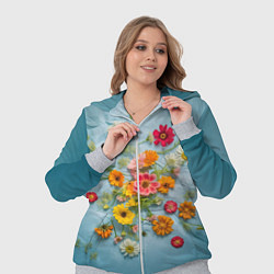 Женский 3D-костюм Букет полевых цветов на ткани, цвет: 3D-меланж — фото 2