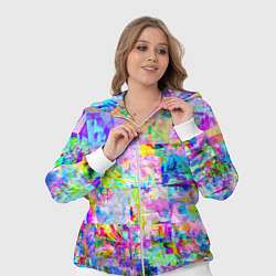 Женский 3D-костюм Яркий неоновый абстрактный Glitch, цвет: 3D-белый — фото 2