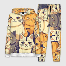 Женский 3D-костюм Кошачий принт от нейросети, цвет: 3D-белый