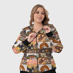 Женский 3D-костюм Коллаж из рисунков с лисой, цвет: 3D-черный — фото 2