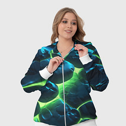 Женский 3D-костюм Разлом зеленых плит с неоном, цвет: 3D-белый — фото 2