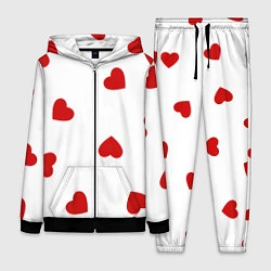 Женский 3D-костюм Красные сердечки на белом, цвет: 3D-черный