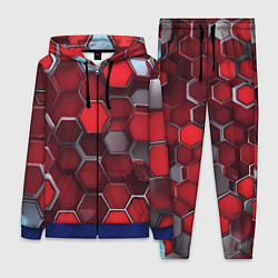 Женский костюм Cyber hexagon red