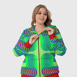Женский 3D-костюм Дуги на зеленом фоне, цвет: 3D-красный — фото 2