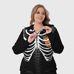 Женский 3D-костюм Скелет: ребра с шаурмой, цвет: 3D-черный — фото 2