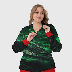 Женский 3D-костюм Зеленые абстрактные волны, цвет: 3D-красный — фото 2