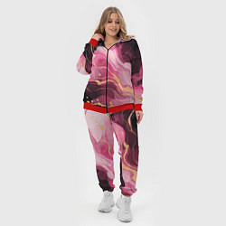 Женский 3D-костюм Абстрактный черно-розовый мраморный узор, цвет: 3D-красный — фото 2