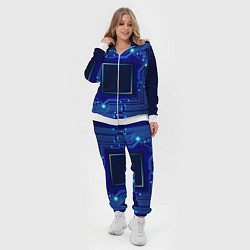 Женский 3D-костюм Технический синий паттерн, цвет: 3D-белый — фото 2